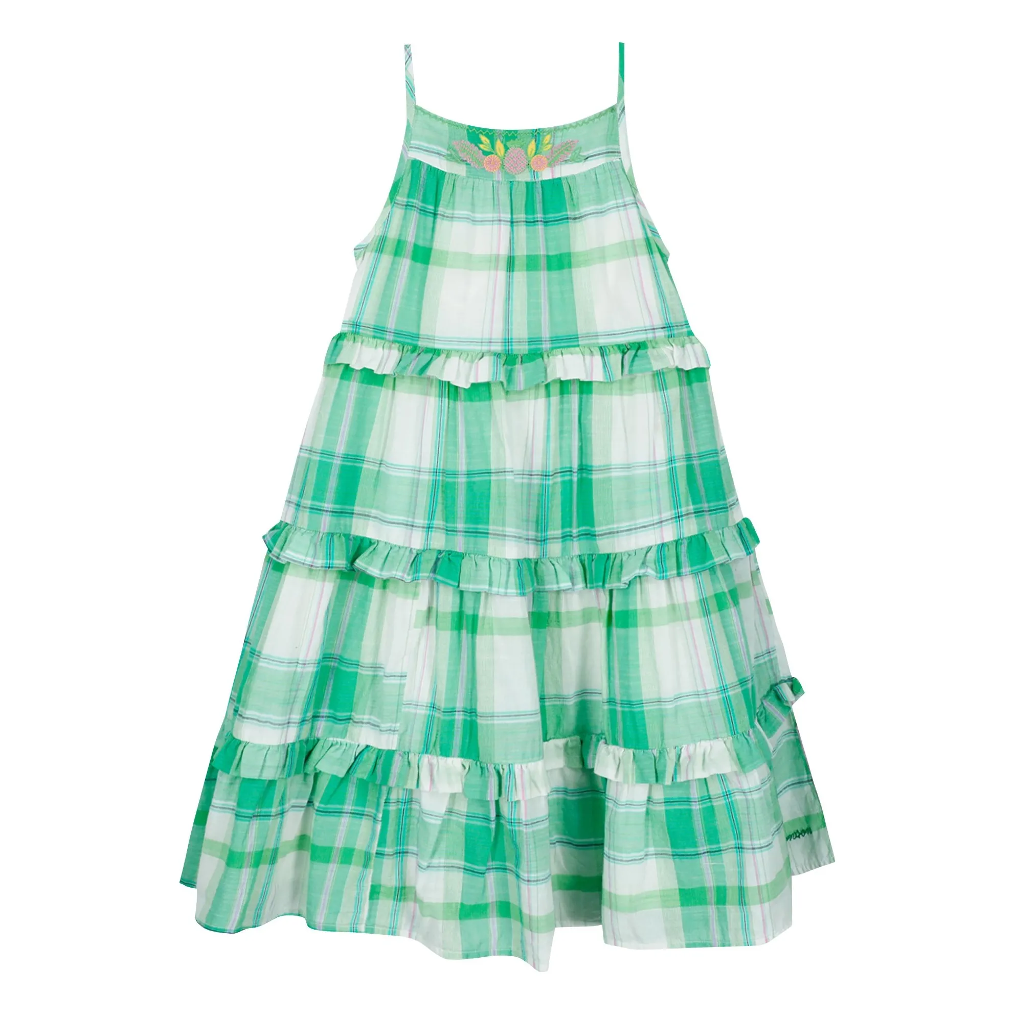 Bonton Green Nymphea Carreaux Strapless Dress