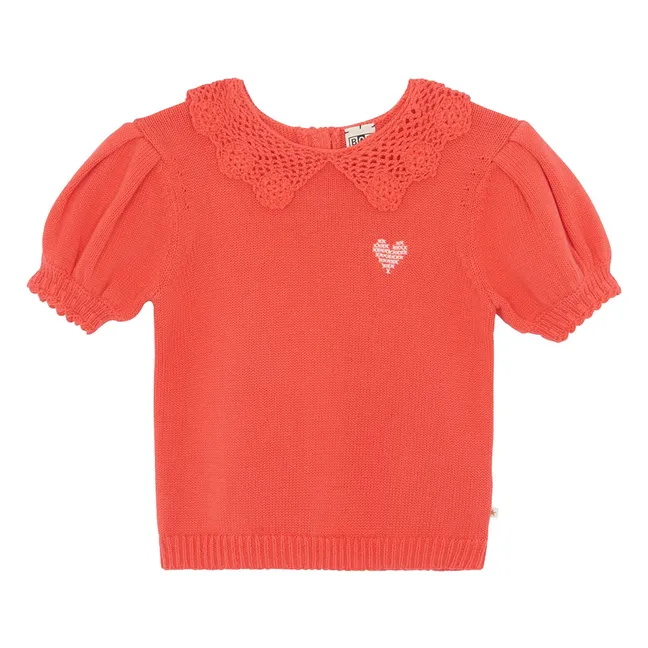 Pull Manches Courtes Col Claudine Niko | Rose fuschia