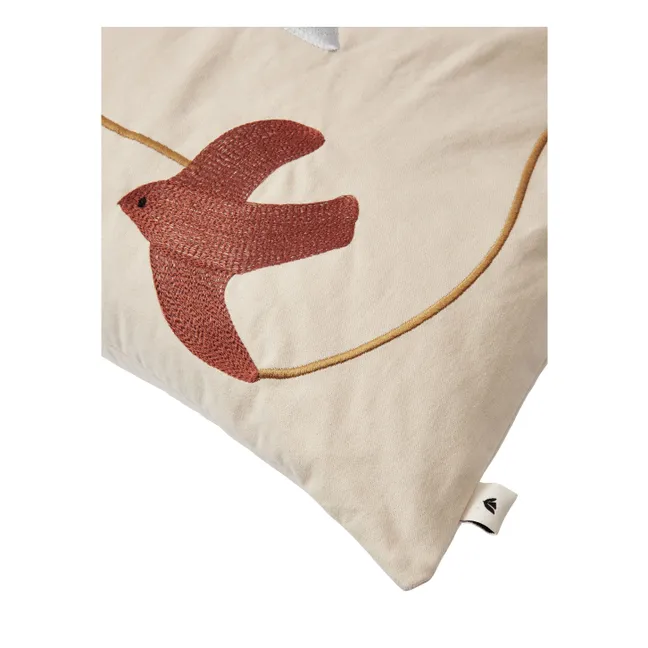Coussin brodé Swif Bird | Beige