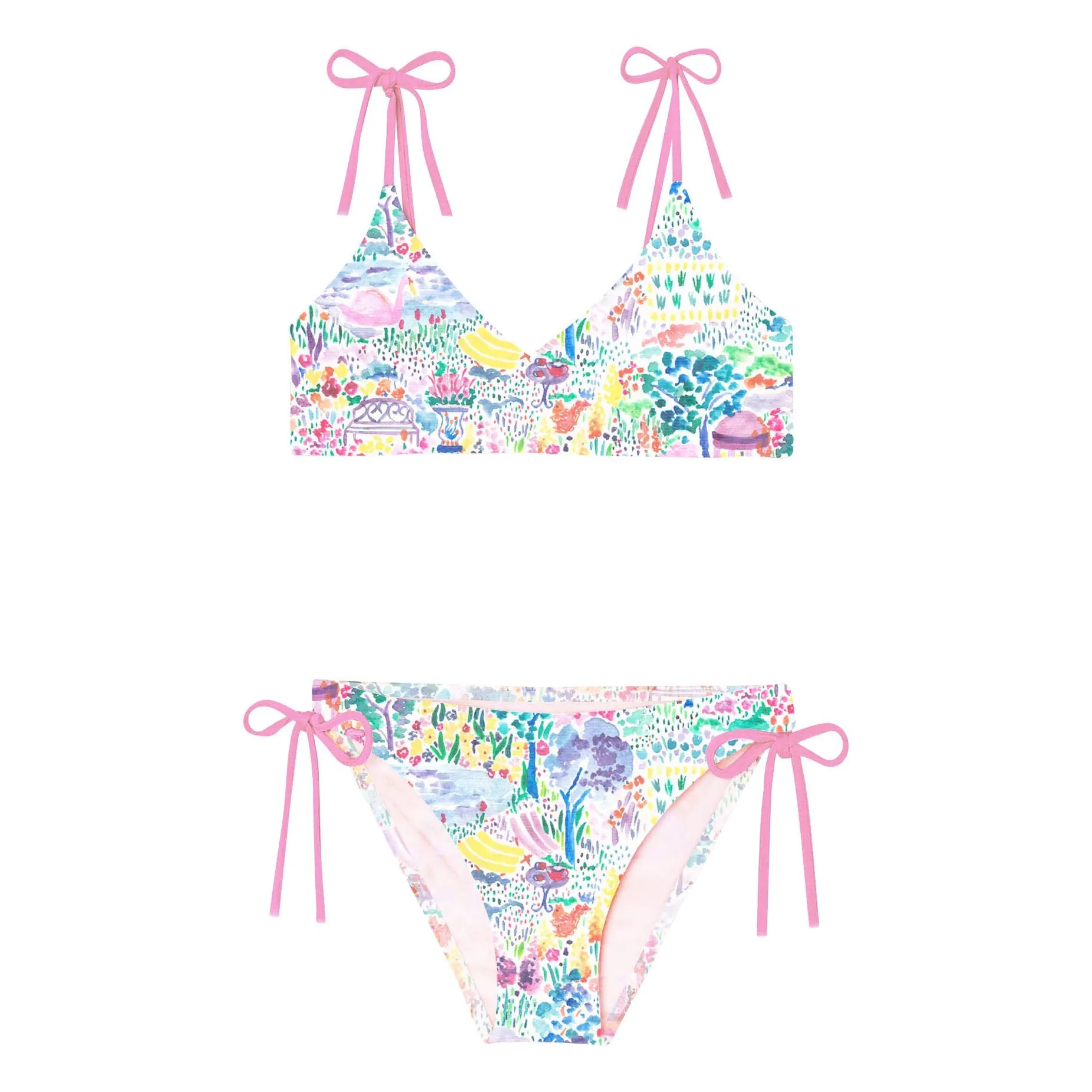 Lison Paris Girls Pale Pink 2-Piece Swimsuit Bloom Parc Recycled Fibers