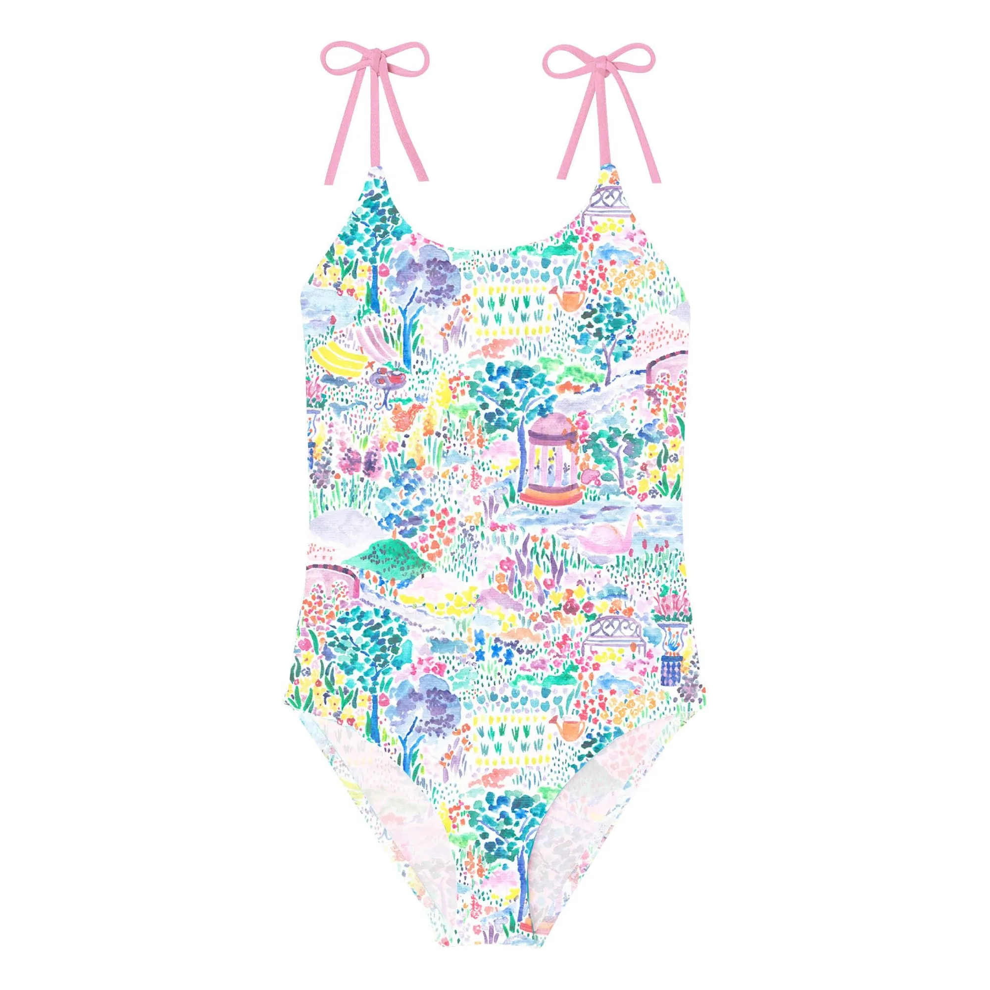 Lison Paris Girls Pale Pink Bloom Parc 1-Piece Swimsuit Recycled Fibers