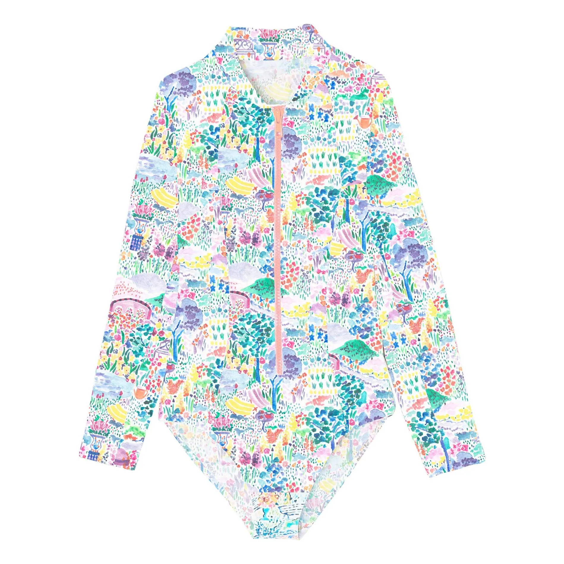 Lison Paris Pale Pink Bloom Parc Recycled Fibers Uv Protection Swimsuit