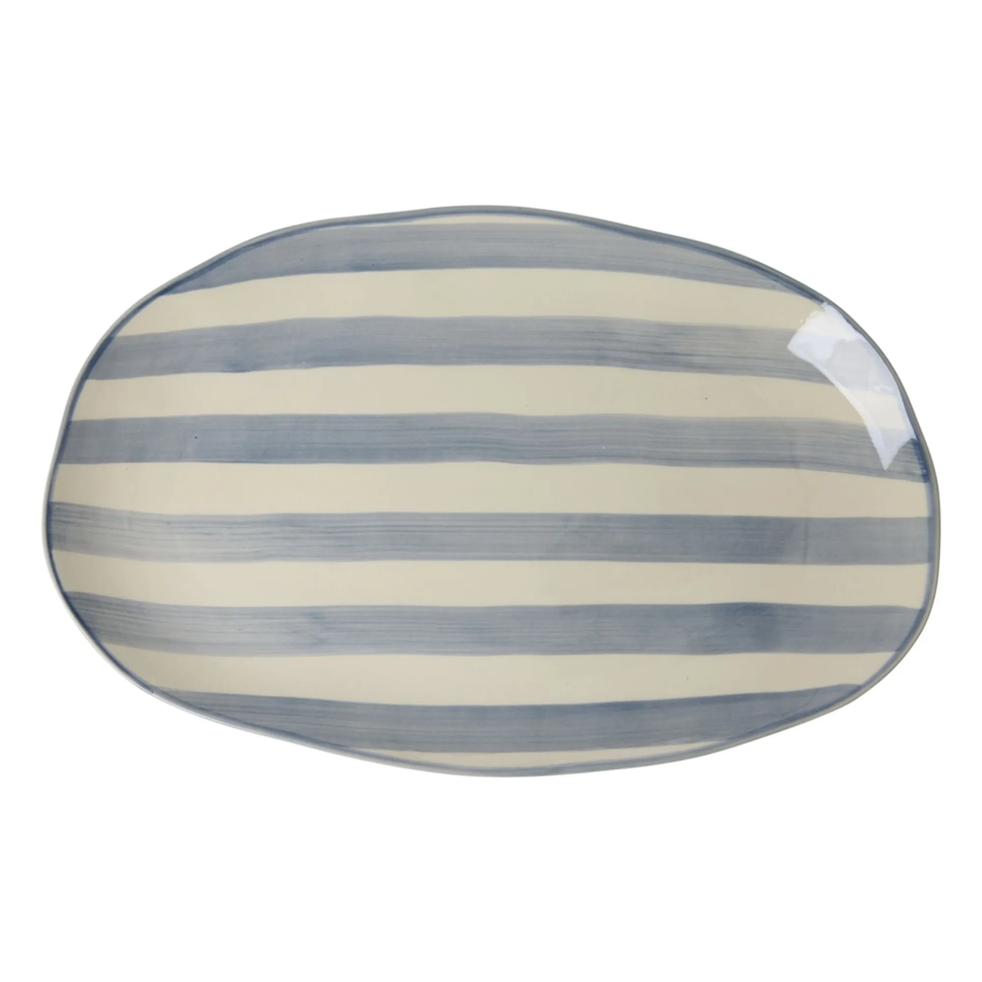 Rice Blue Striped Ceramic Dish