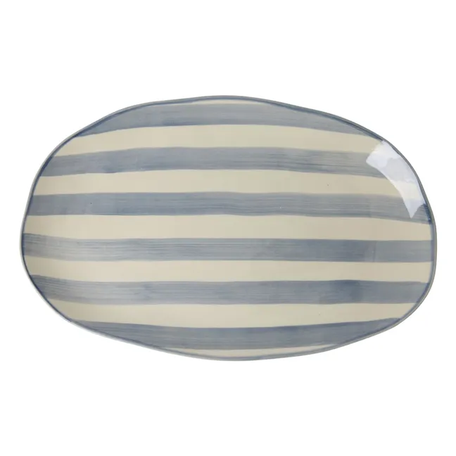 Piatto in ceramica a righe | Blu
