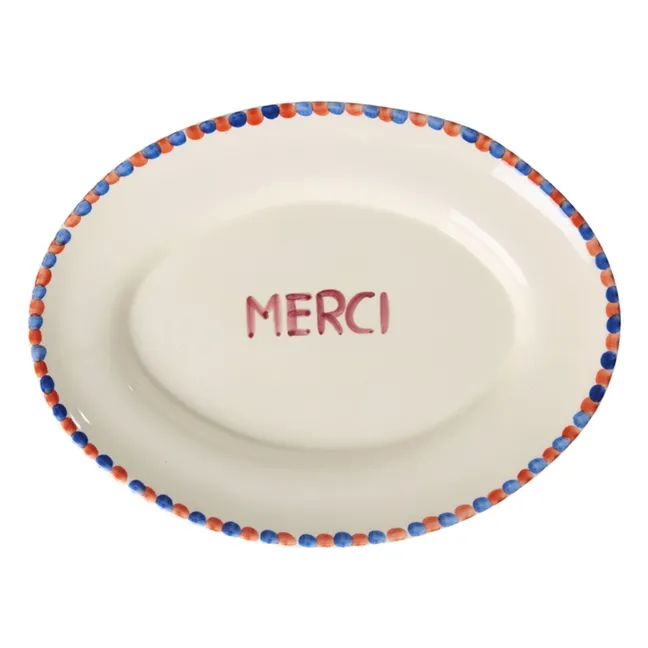 Piatto in ceramica Merci | Ecru