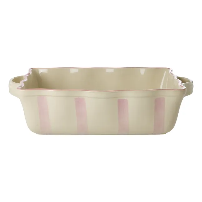 Striped stoneware baking dish | Pink
