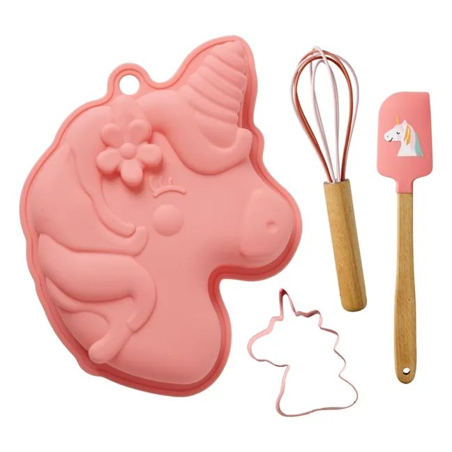 Moule en silicone Licorne et ses accessoires | Rose