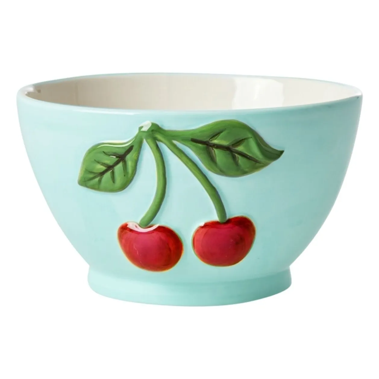 Rice Blue Ceramic Bowl Cherry