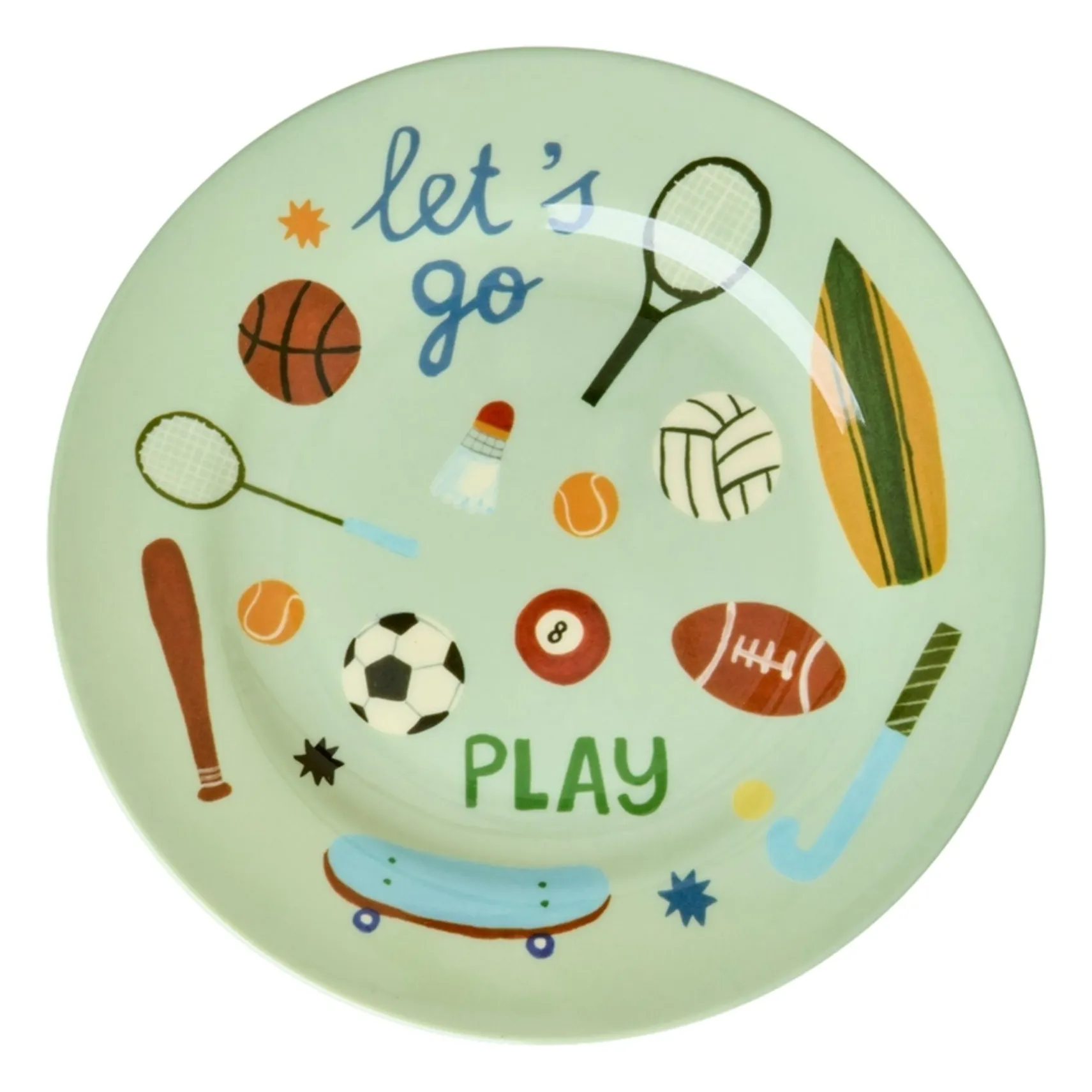 Rice Light Blue Melamine Plate Sport