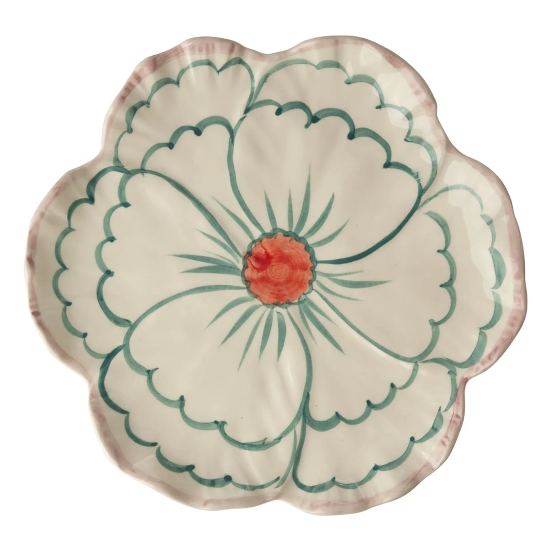 Rice Green Fleur Ceramic Dessert Plate