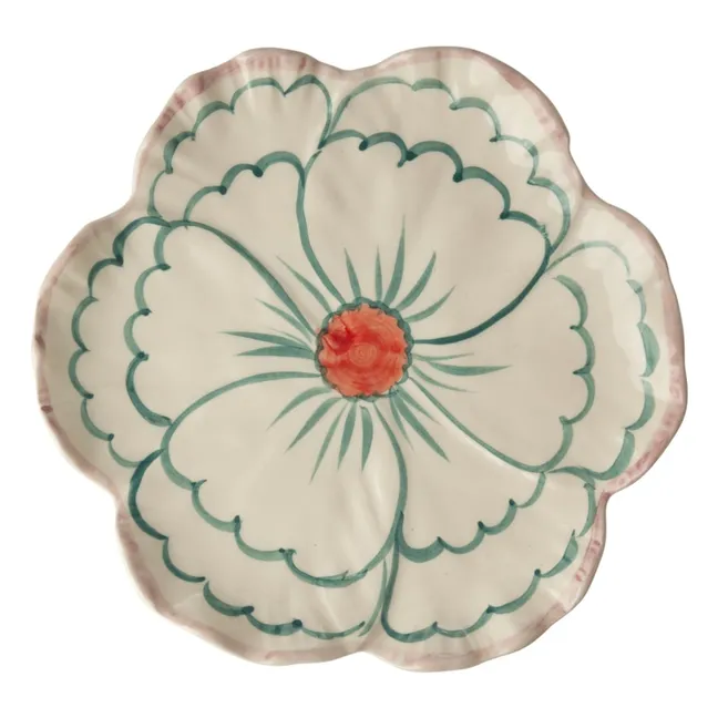 Fleur ceramic dessert plate | Green