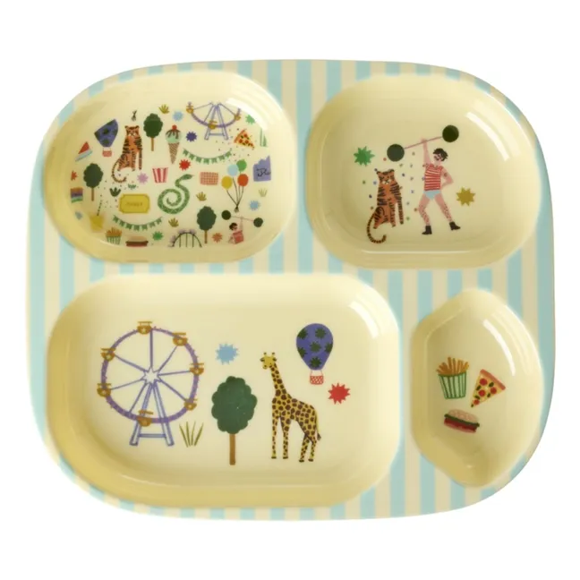 Plato compartimentado de melamina Fun Fair | Azul