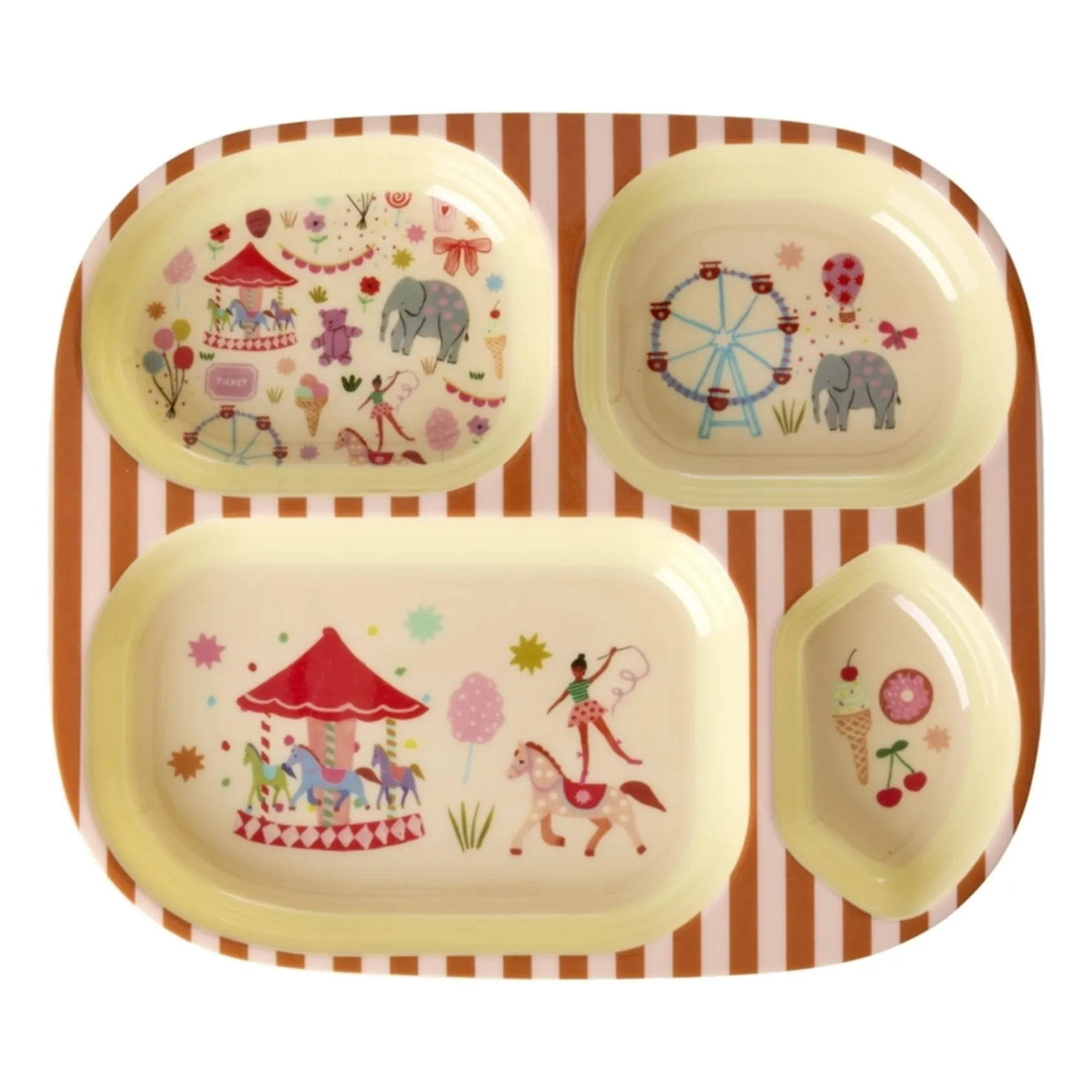 Rice Pink Fun Fair Melamine Compartmentalized Plate