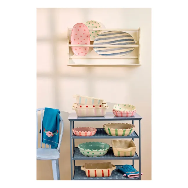 Piatto in ceramica a righe | Blu