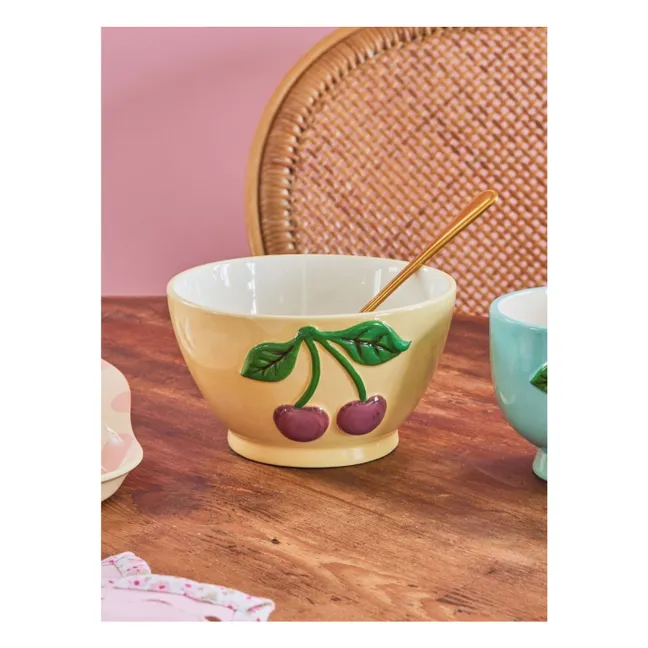 Ceramic bowl Cherry | Pale yellow