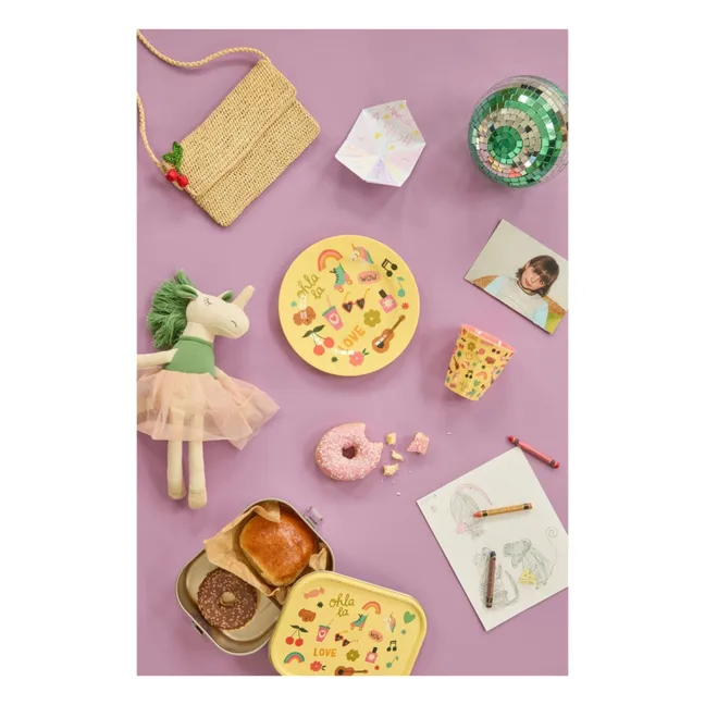 Assiette en mélamine Licorne | Jaune pâle