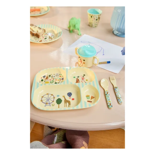 Plato compartimentado de melamina Fun Fair | Azul