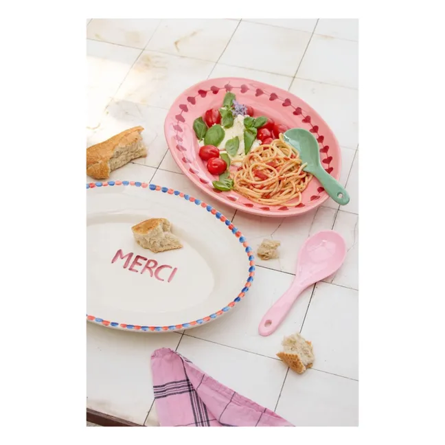 Piatto in ceramica Merci | Ecru