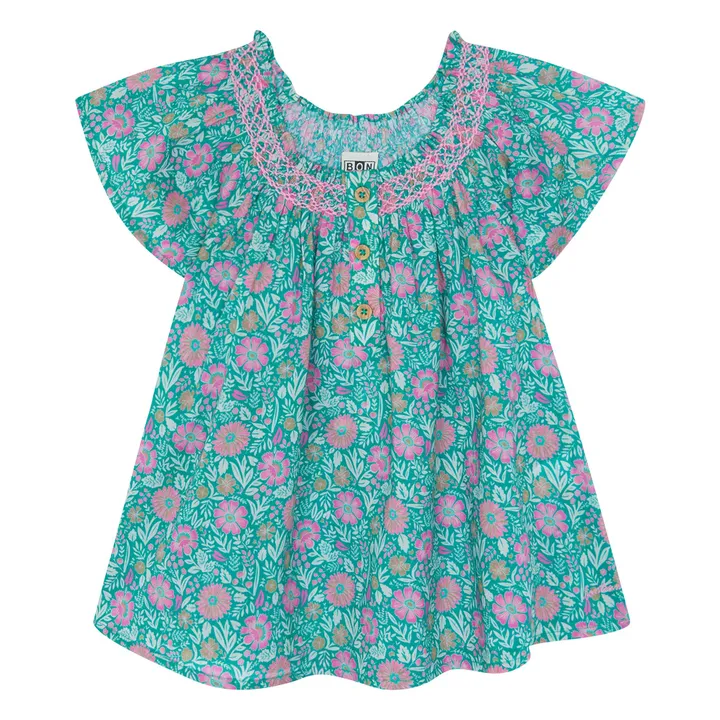 Robe Smockée Noisette Fleurs | 	Lilas- Image produit n°0