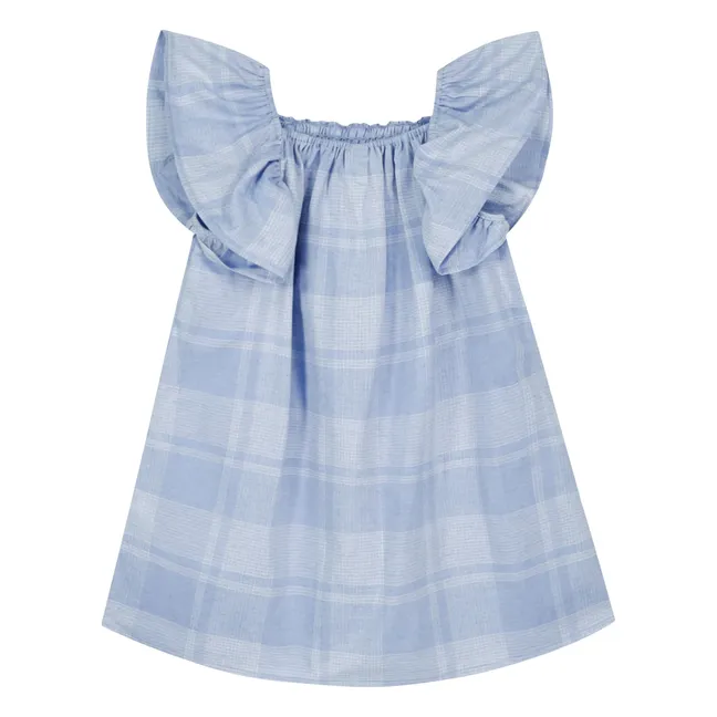 Robe Smockée Natasha Carreaux | Bleu jean