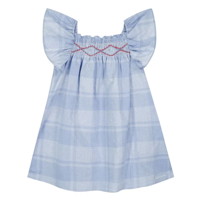 Gesmoktes Kleid Natasha Kariert | Blau