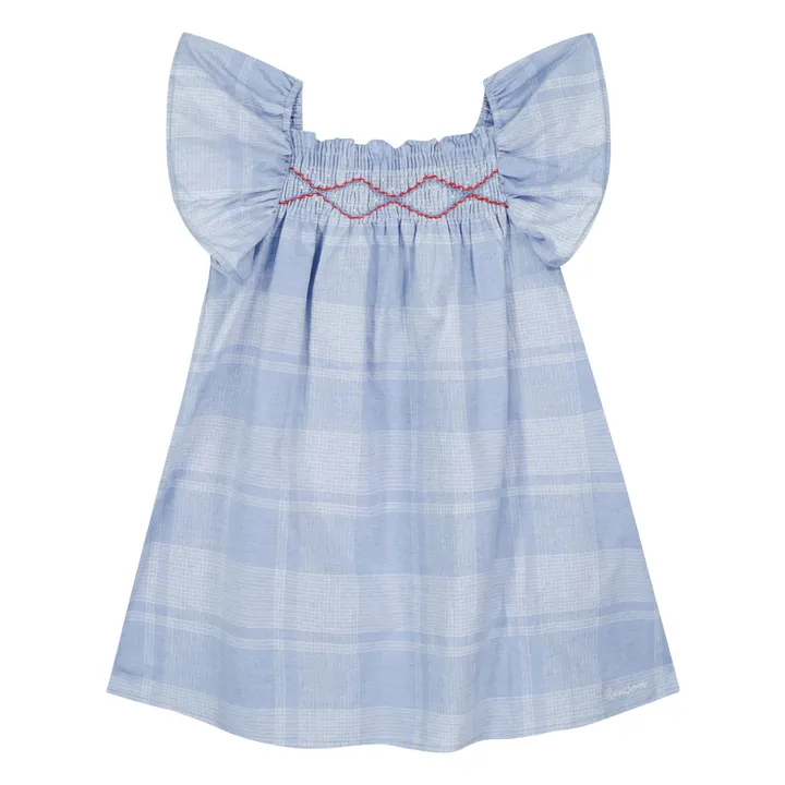 Robe Smockée Natasha Carreaux | Bleu- Image produit n°0