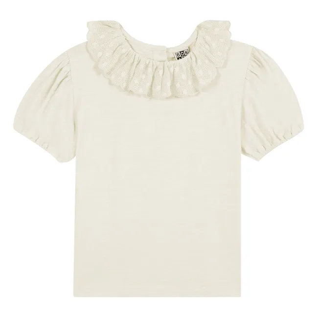 Camiseta con cuello bordado Niris | Crudo