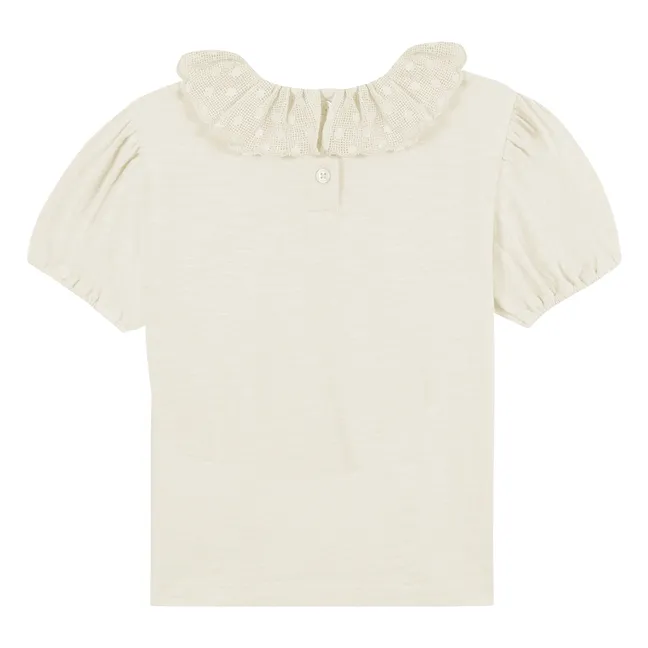 Niris embroidered collar T-shirt | Ecru