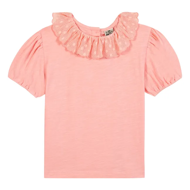 Niris embroidered collar T-shirt | Powder pink