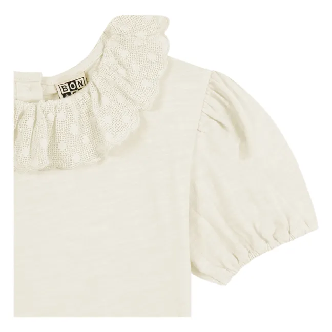 T-shirt Col Brodé Niris | Ecru