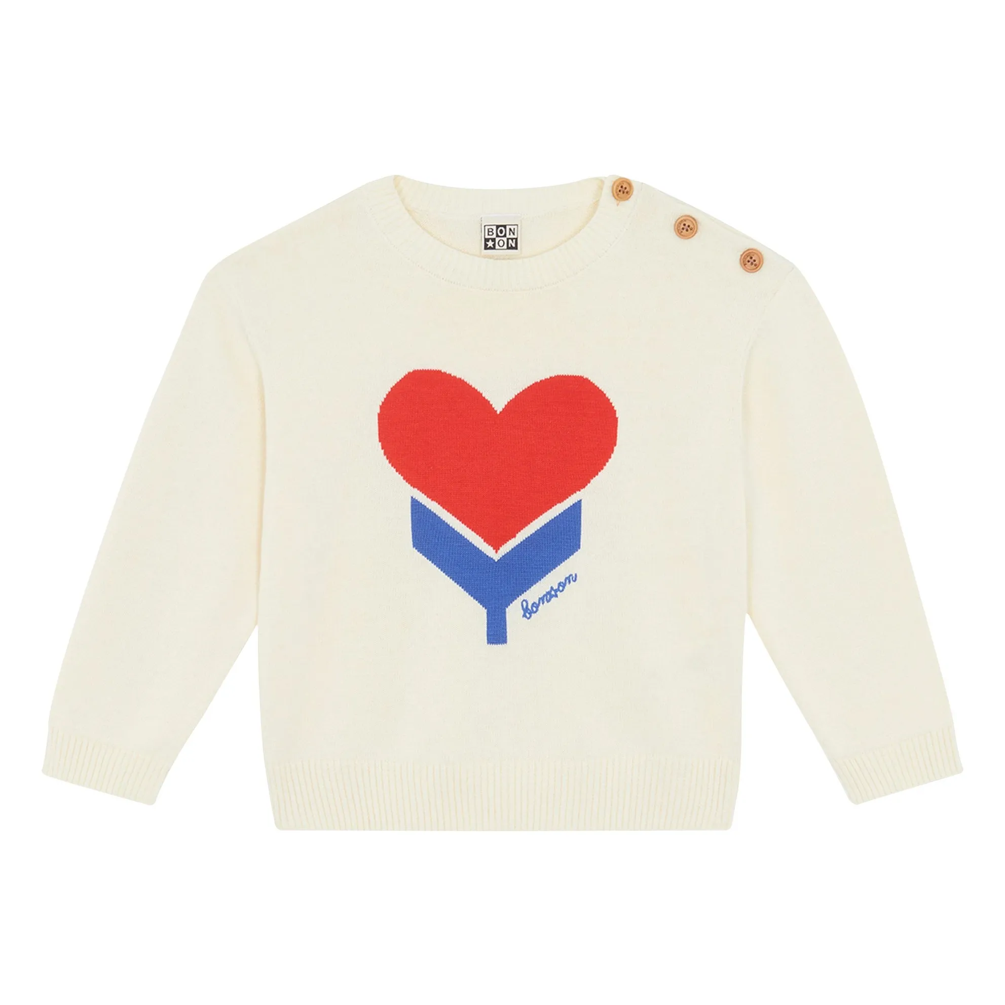 Bonton Ecru Misty Flow Heart Sweater