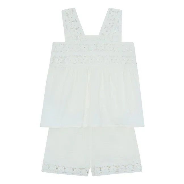 Ensemble Débardeur et Short Nouki Gaze de Coton | Ecru