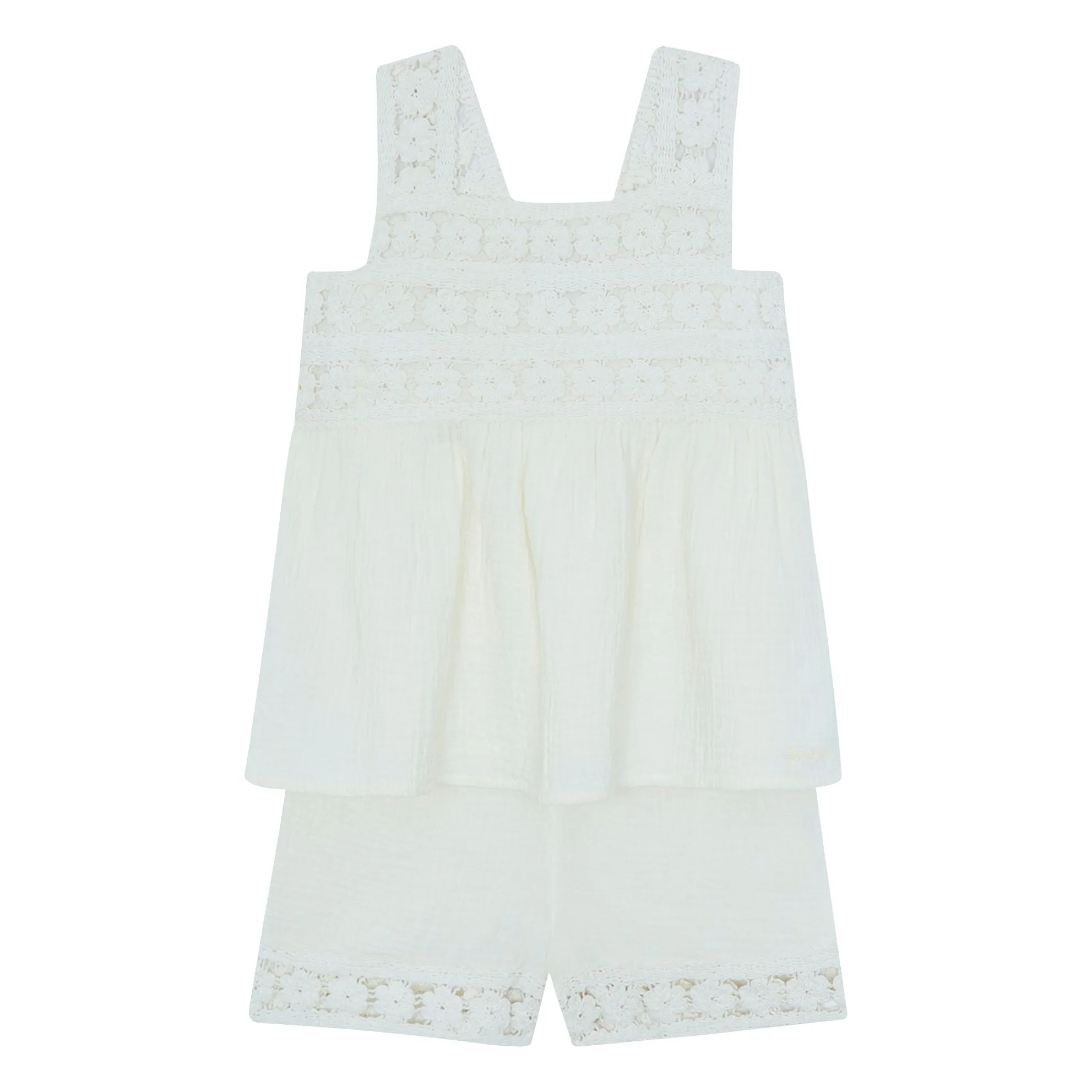 Bonton Ecru Nouki Cotton Gauze Tank Top And Short Set