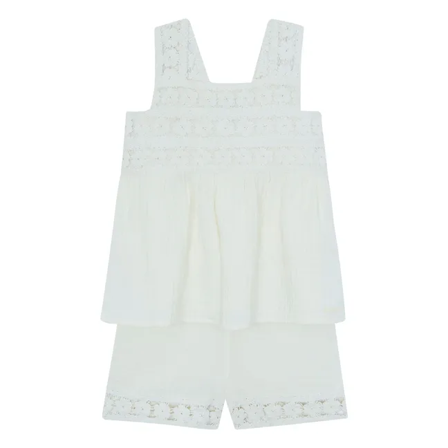 Ensemble Débardeur et Short Nouki Gaze de Coton | Ecru