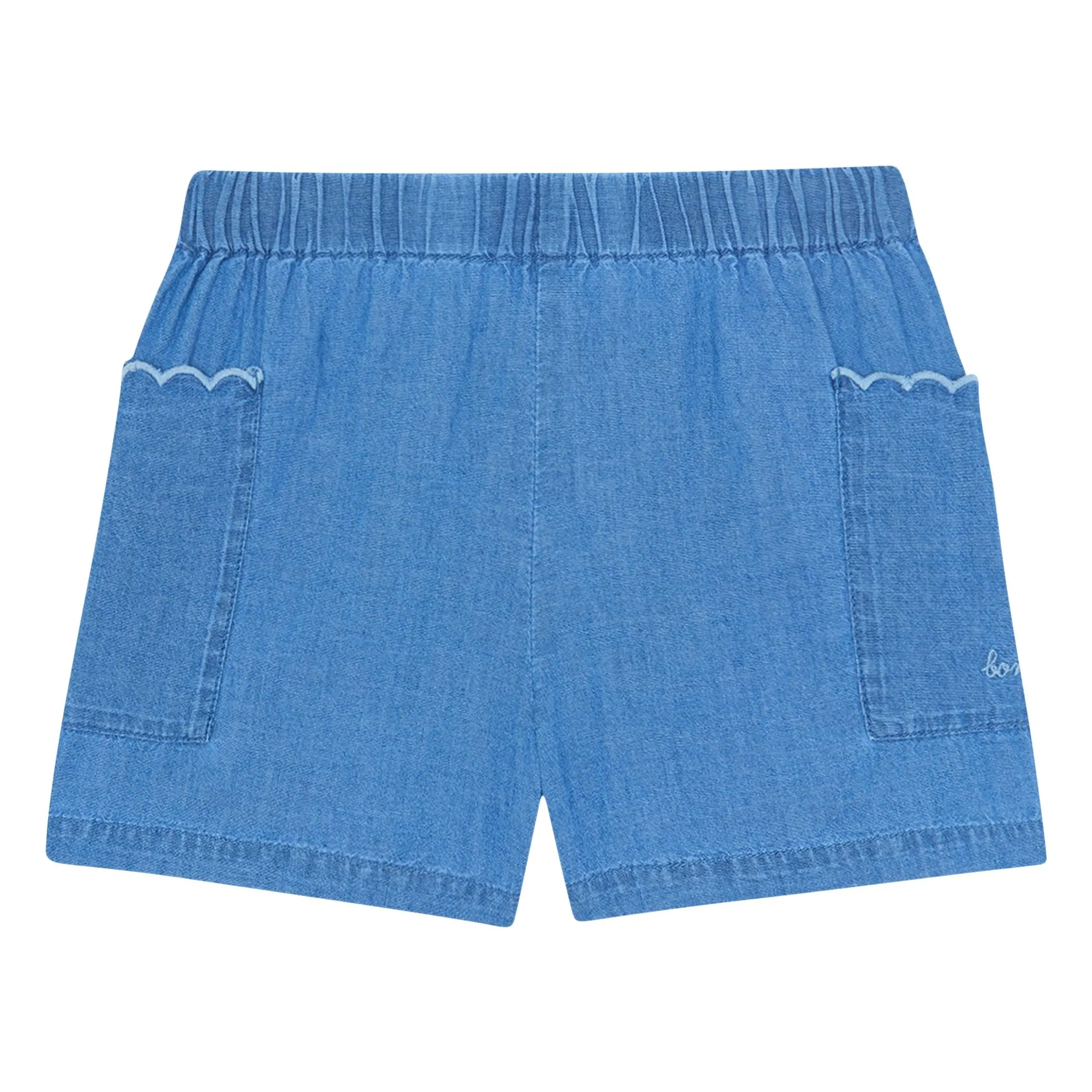 Bonton Denim Blue Clovis Chambray Festoon Pocket Shorts