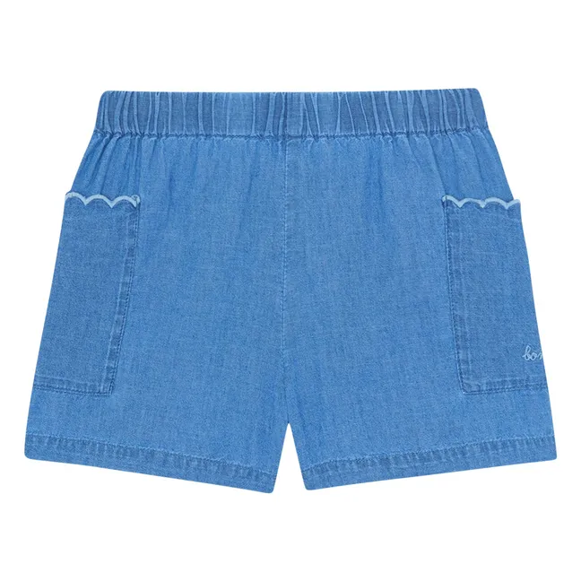 Short Poches Feston Clovis Chambray | Bleu jean