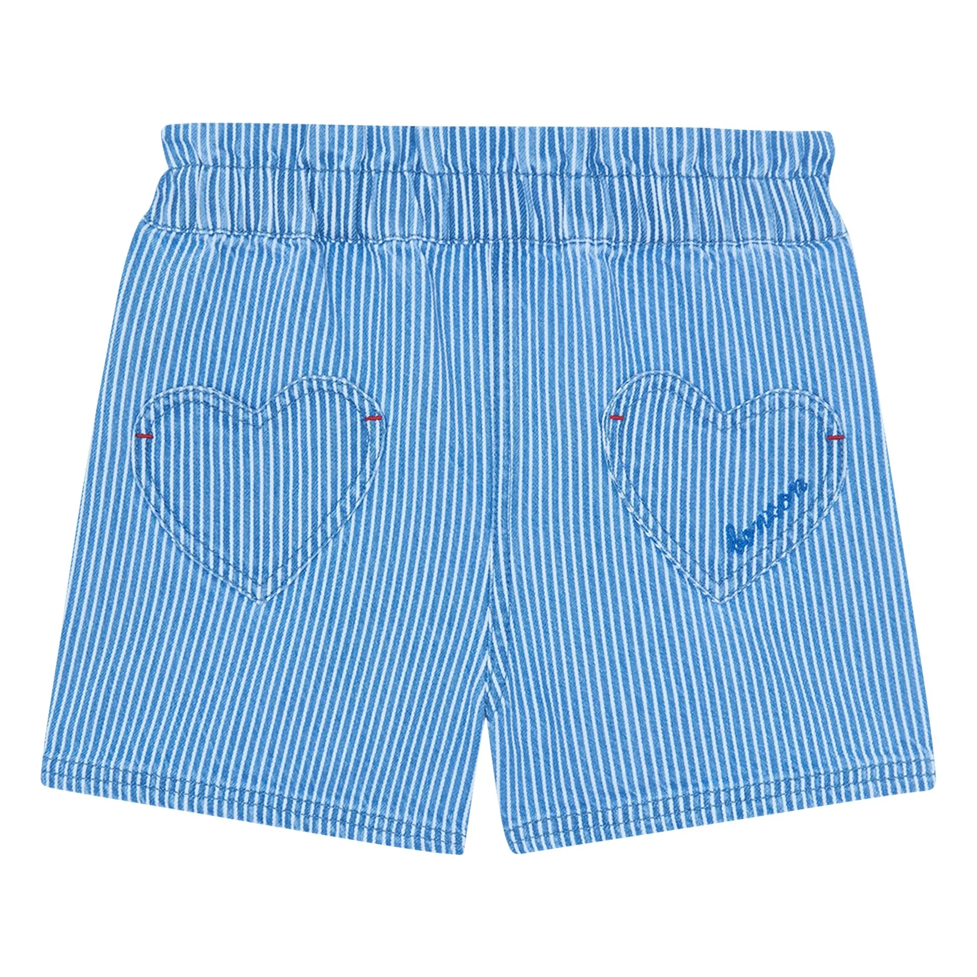 Bonton Blue Striped Melanie Heart Pocket Shorts