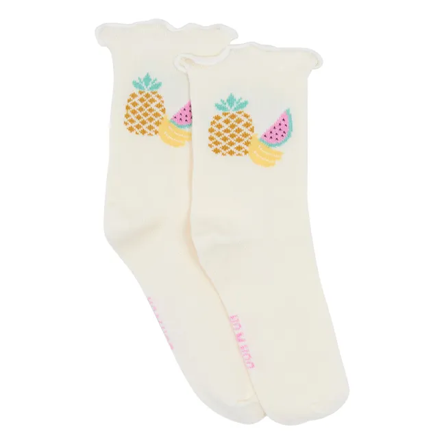 Chaussettes Coco Fruits | Ecru