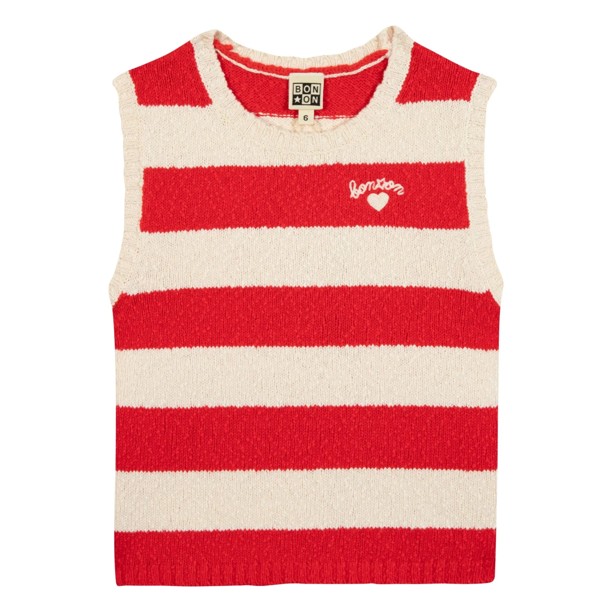 Bonton Vermillion Next Mesh Striped Tank Top