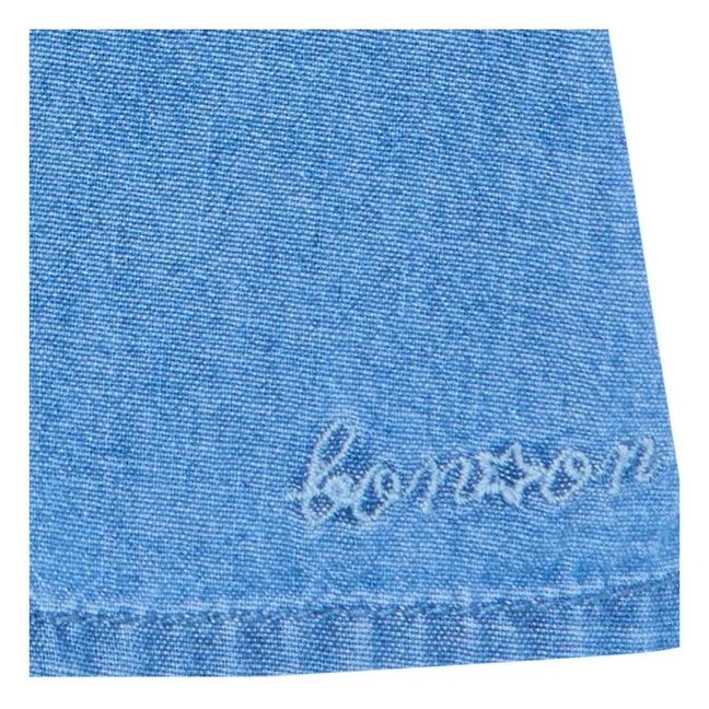 Nancy Chambray Baby Puff Sleeve Shirt | Denim blue