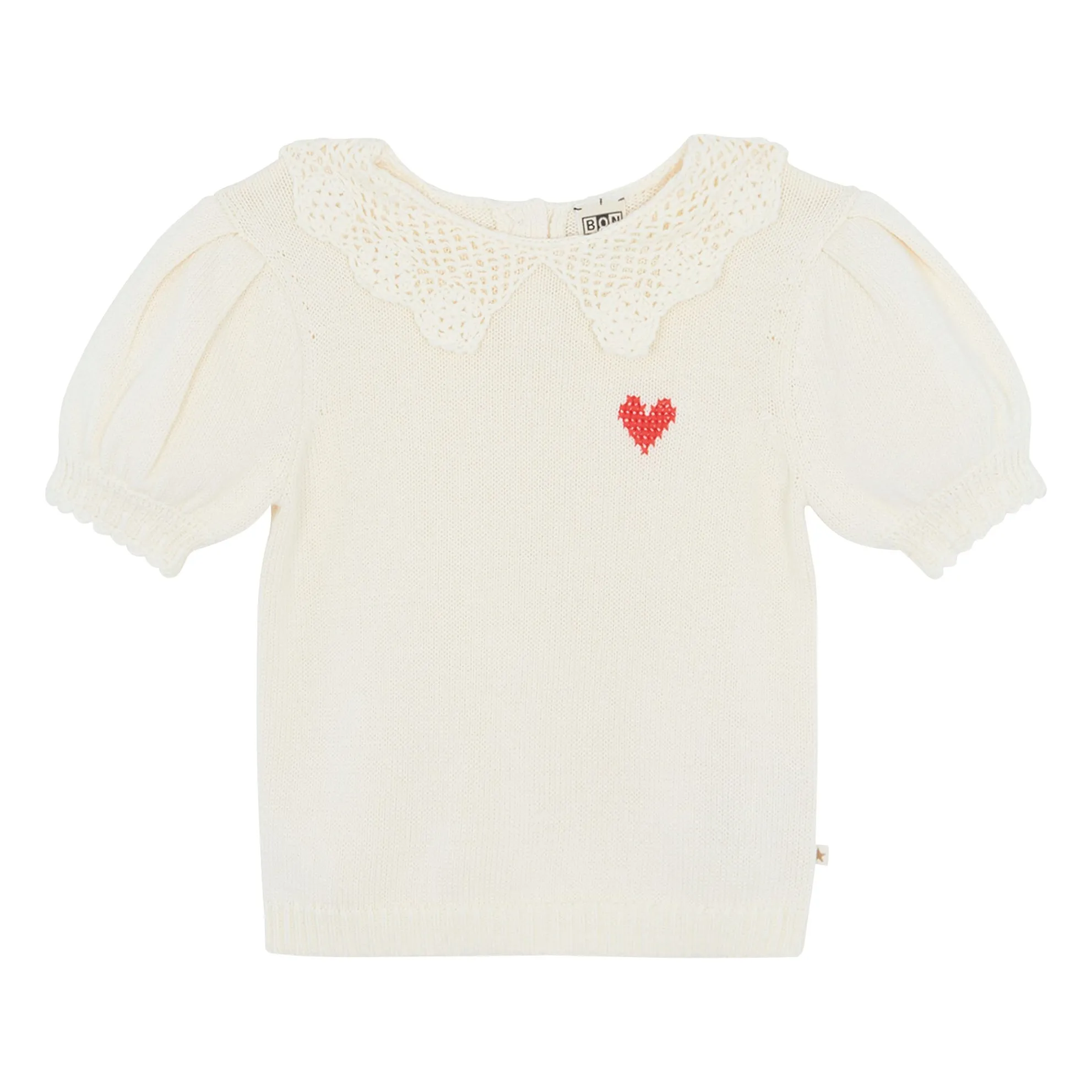 Bonton Ecru Niko Short-Sleeve Claudine-Neck Sweater