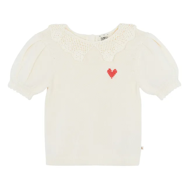 Pull Manches Courtes Col Claudine Niko | Ecru