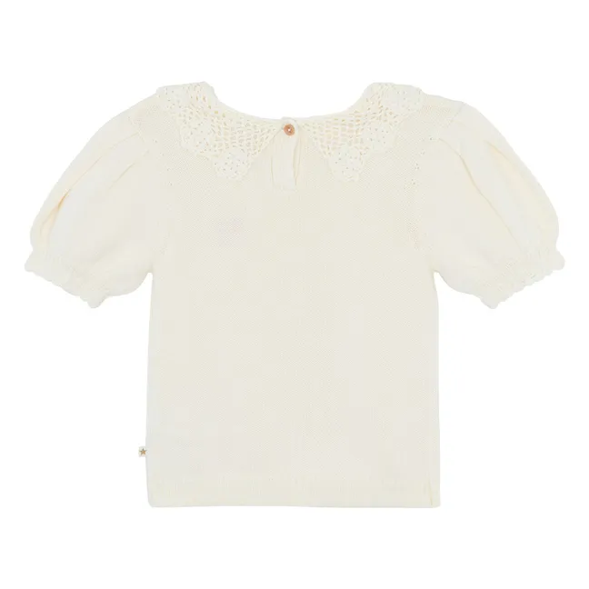 Jersey Niko de manga corta y cuello Claudine | Crudo