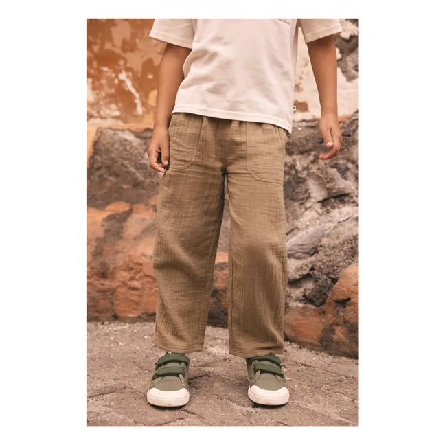 Pantalones de gasa de algodón Nils | Khaki