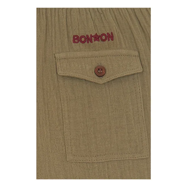 Pantalones de gasa de algodón Nils | Khaki