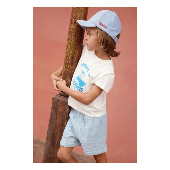 Short Noé Gaze de Coton | Bleu ciel- Image produit n°1