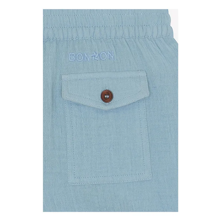 Short Noé Gaze de Coton | Bleu ciel- Image produit n°4