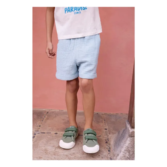 Pantalón corto de gasa de algodón Noé | Azul Cielo