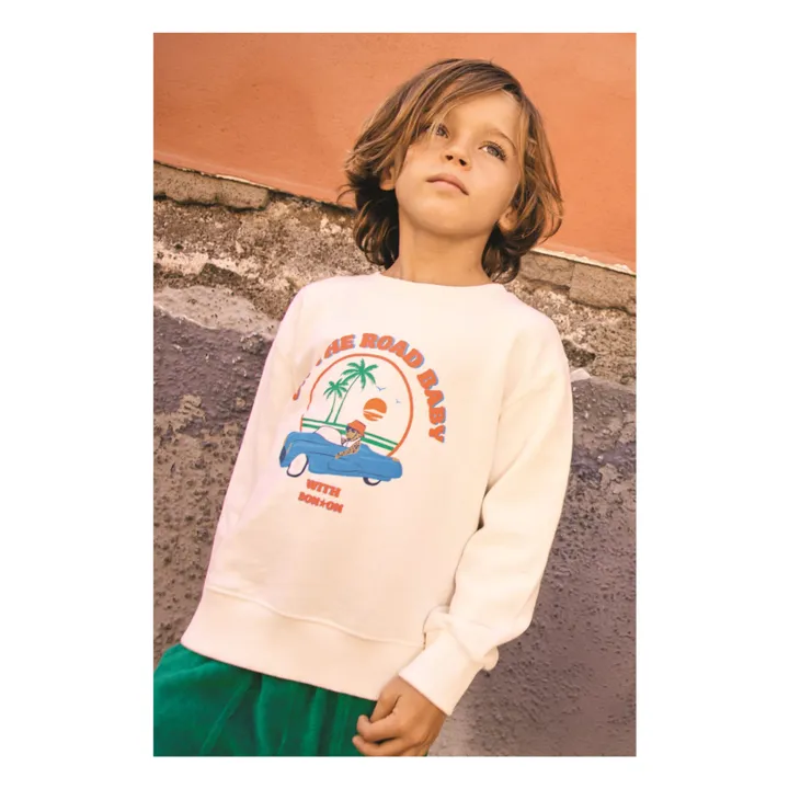 Sweat Smile On The Road Molleton | Ecru- Image produit n°0