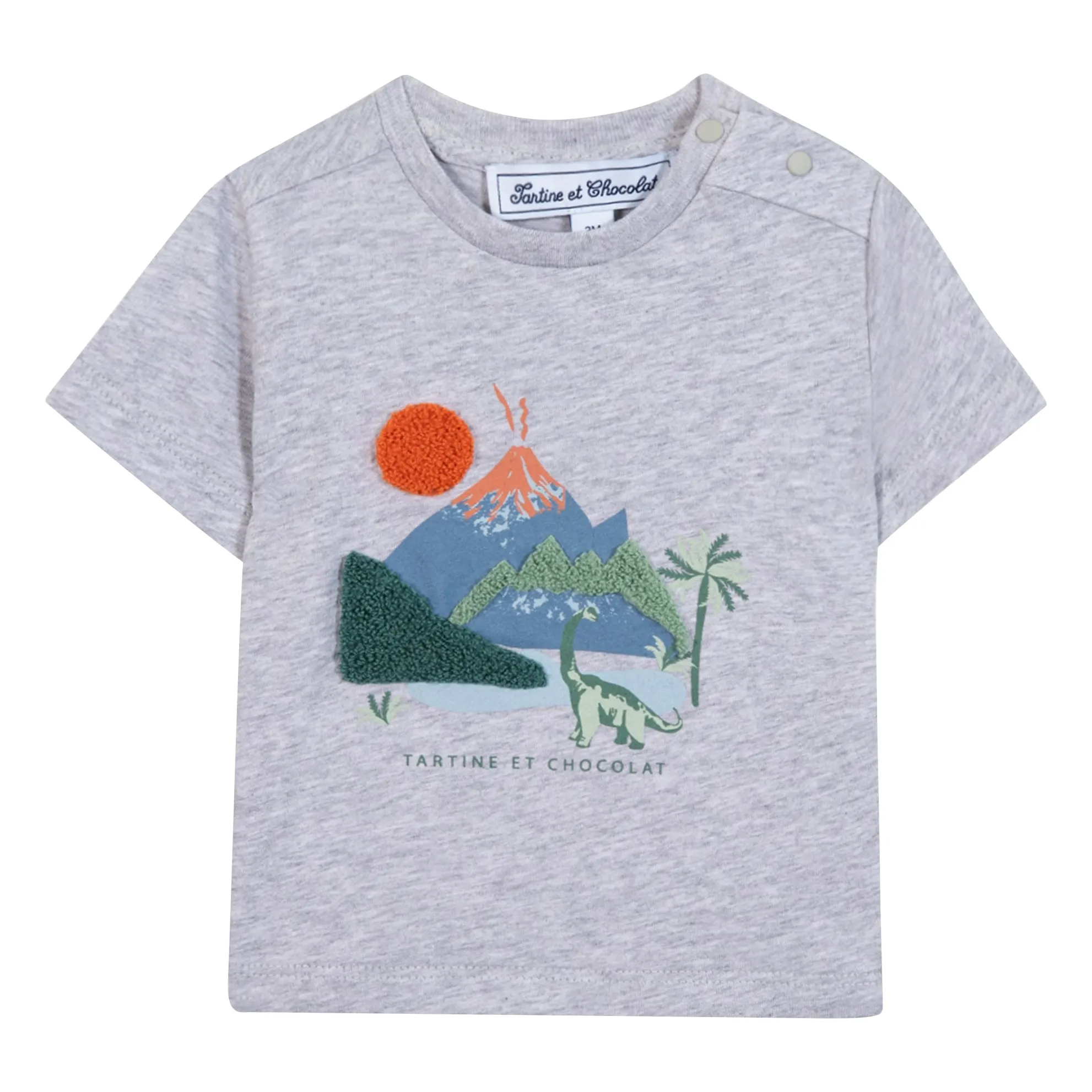 Tartine Et Chocolat Grey Chiné Volcan Bébé T-Shirt